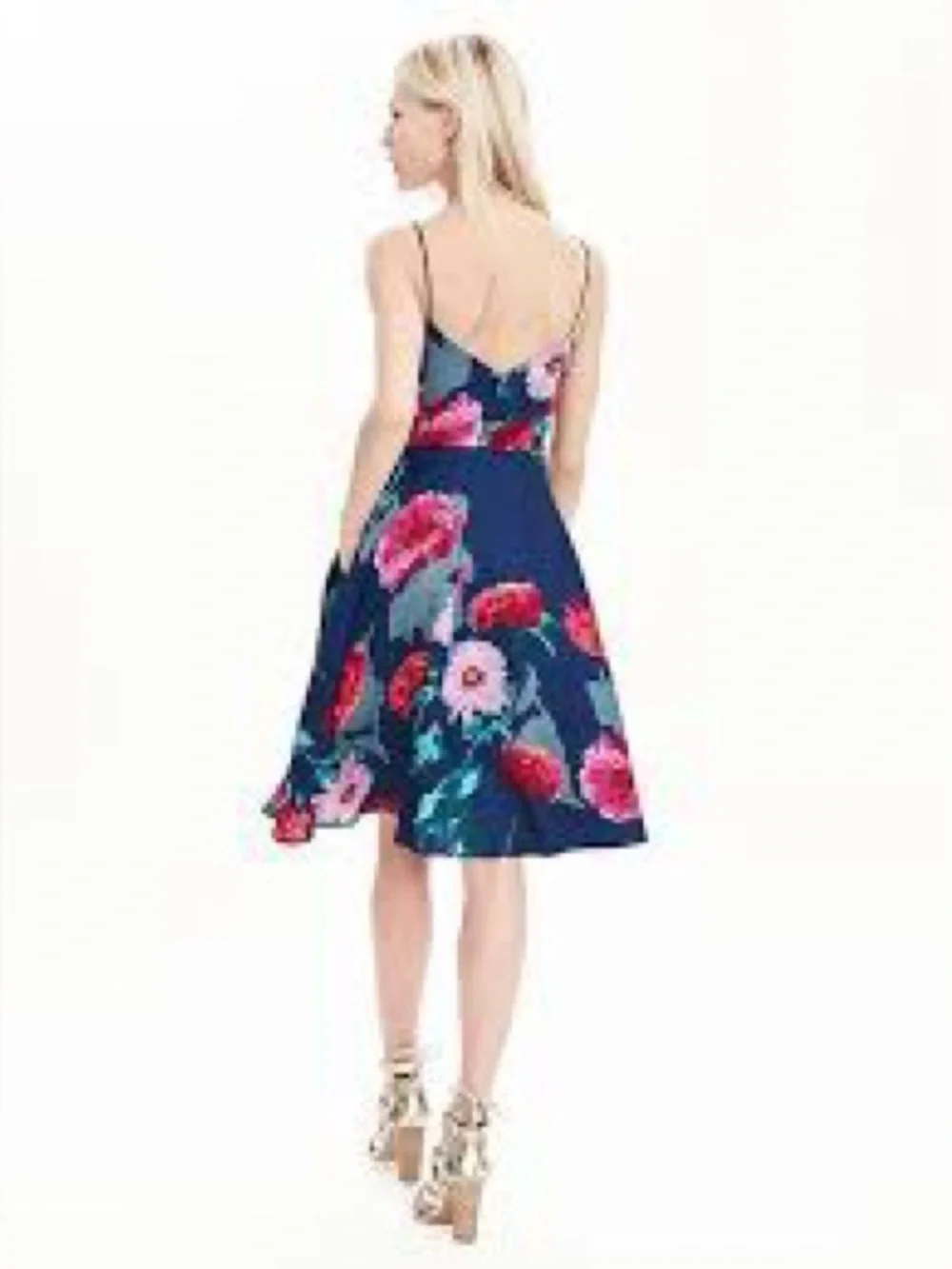 Banana Public Navy Floral Spaghetti-Strap Sundress - Picture 2 of 10